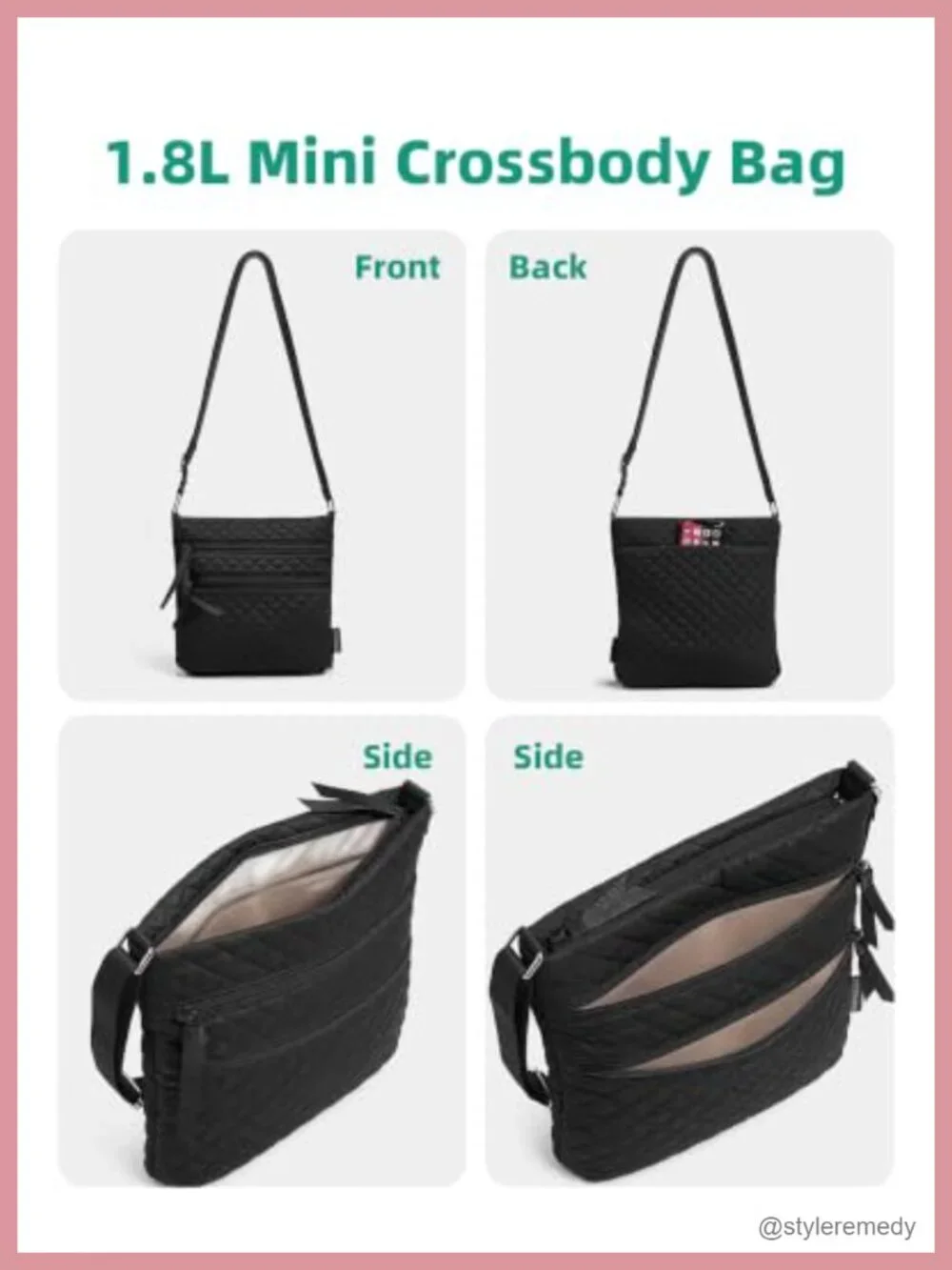 Quilted Crossbody Bag for Women, Small Sling Purse, Travel Wallet with